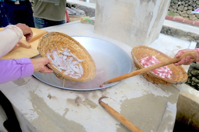 Preparing squid to cook in Penghu, Taiwan